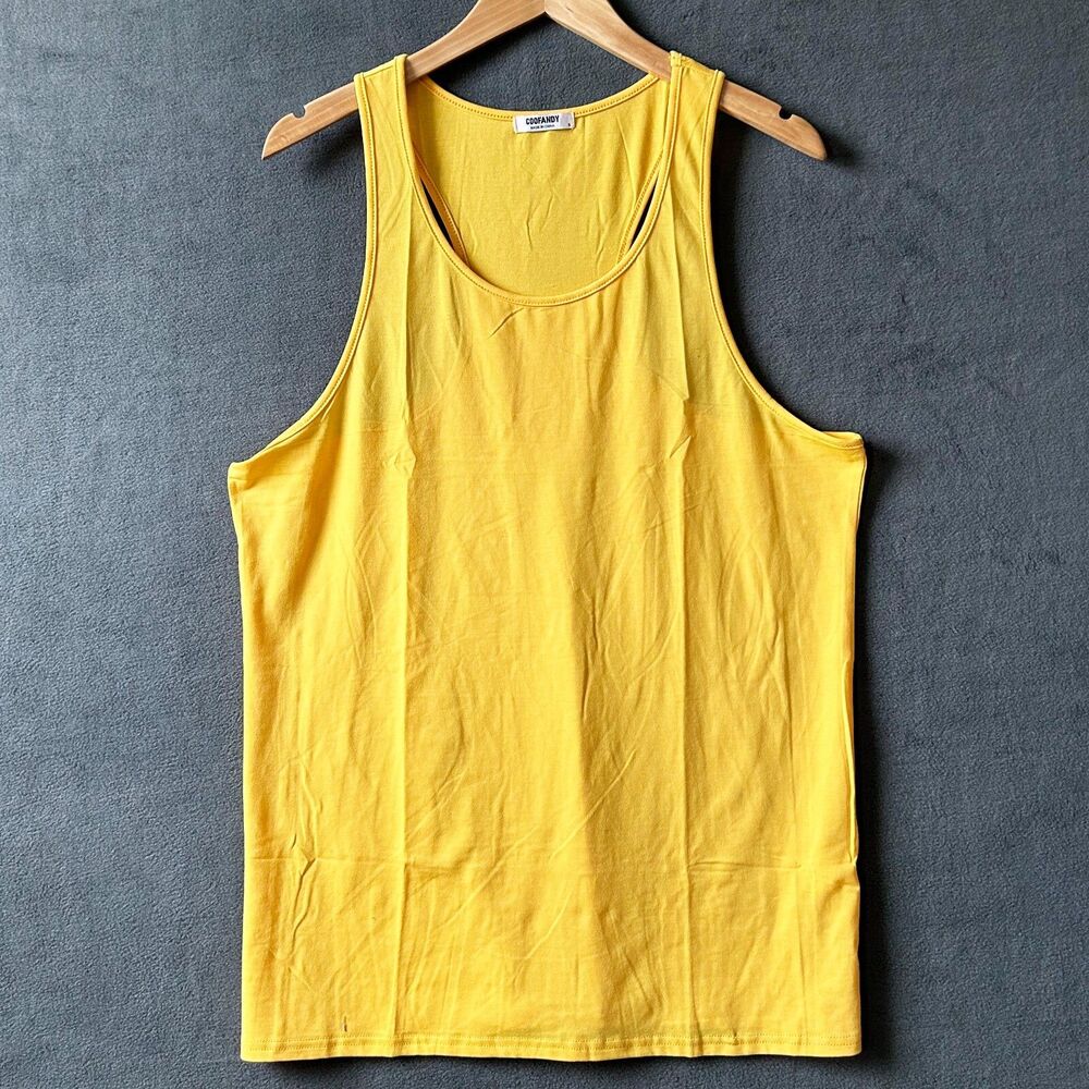 Coofandy Tank Top Gold Sleeveless Y-Back Gym Fitness T-Shirt - Men's Size Small